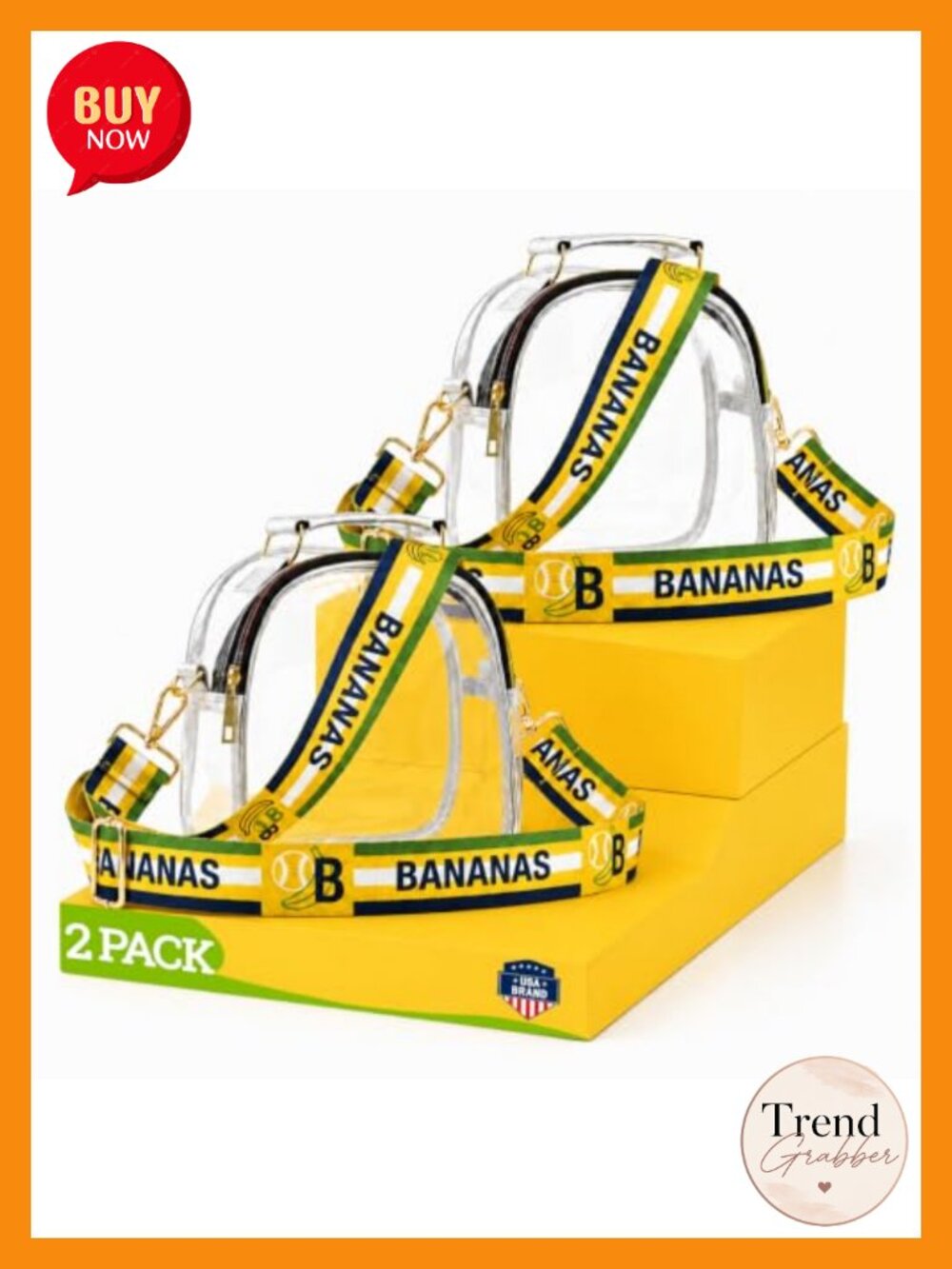 Clear Stadium Bag 2-Pack Waterproof PVC Crossbody Purse